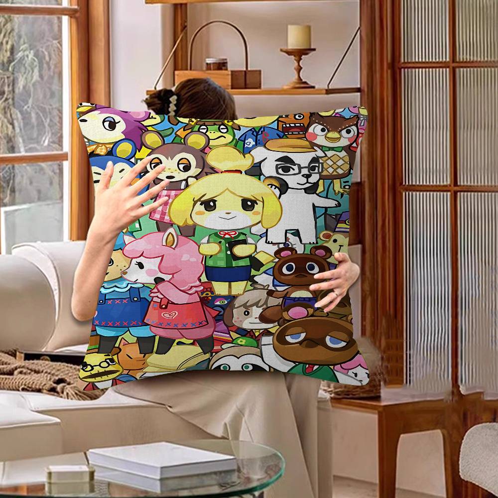 Game A-Animal C-Crossing Personalized Pillow Cover Kids Bedroom Wild Party Decor Pillowcase Kid Birthday Shower Gift