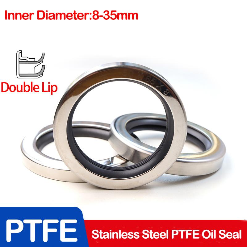 Stainless Steel PTFE Skeleton Oil Seal High Temperature and High Speed Rotary Shaft Seal Air Compressor Inner Diameter 8-35mm 8x18x6(1pcs)