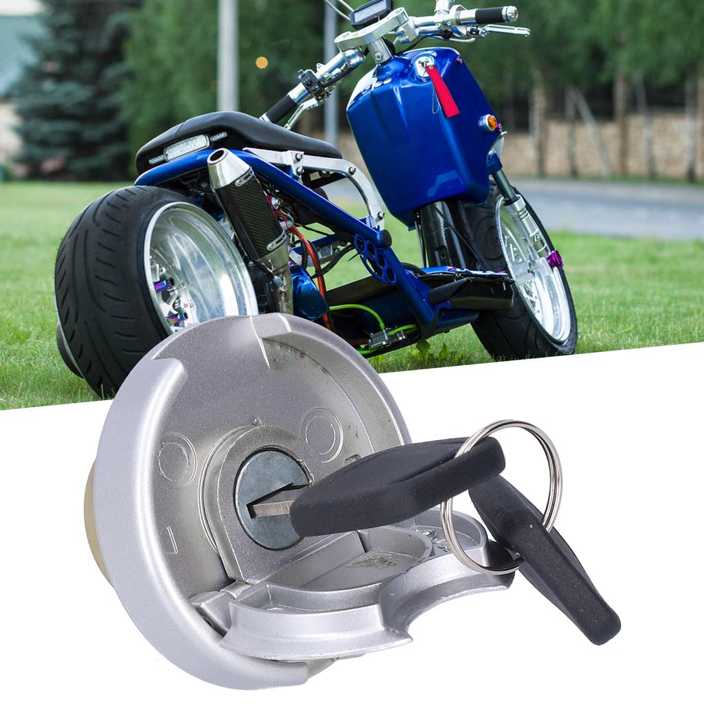 Stainless Steel Motorcycle Gas Fuel Tank Lock Cap Cover with Keys Universal for GY6 Scooter Parts