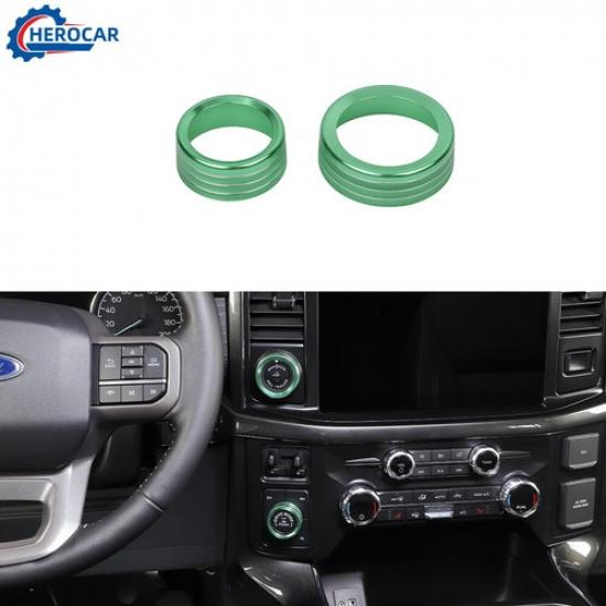 2x Green Dashboard 4WD/Trailer Switch Knob Rings Cover Trim For Ford F-150 +