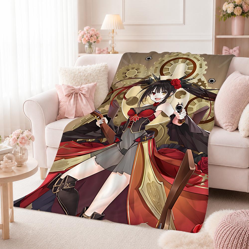 Popular Character T-Tokisaki KurumiS Throw Summer Flannel Throw Blanket Soft Antistatic Washable KidFriendly Couch Bed