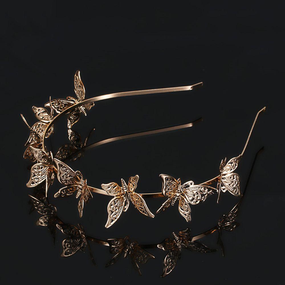 

Ободки для волос с бабочками, свадебная тиара, свадебные аксессуары для волос, повязки на голову с короной и стразами