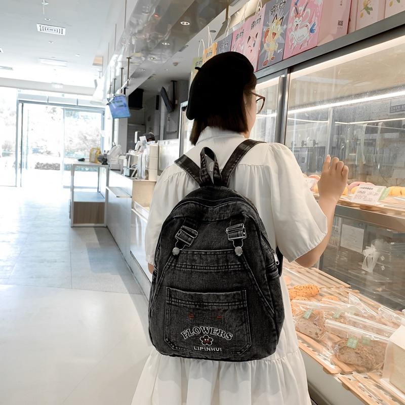 2025 Japanese Style Washed Vintage Denim Backpack Man Woman Outdoor Travel Backpack Large-capacity Kawaii School Bag