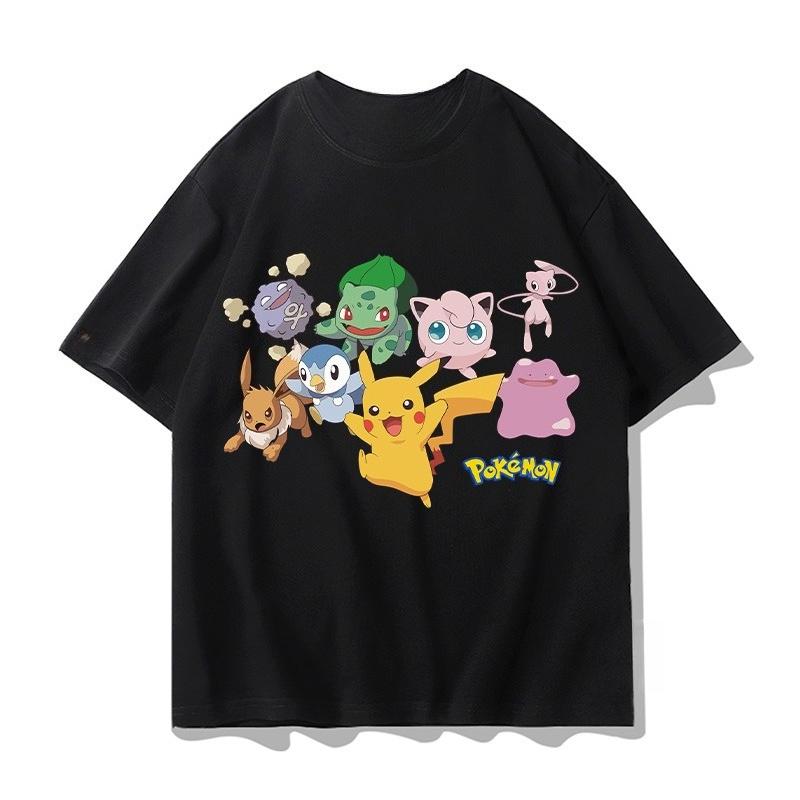 Pokémon Anime Oblečení Pikachu Oboustranně Tištěné Tričko 2026 Léto Dětské Tričko Venkovní Trénink a Fitness Pánské Sportovní Oblečení
