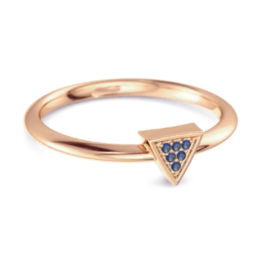 Blue Sapphire Minimalist Geometric Ring - 925  Sterling Silver Rose Gold Vermeil
