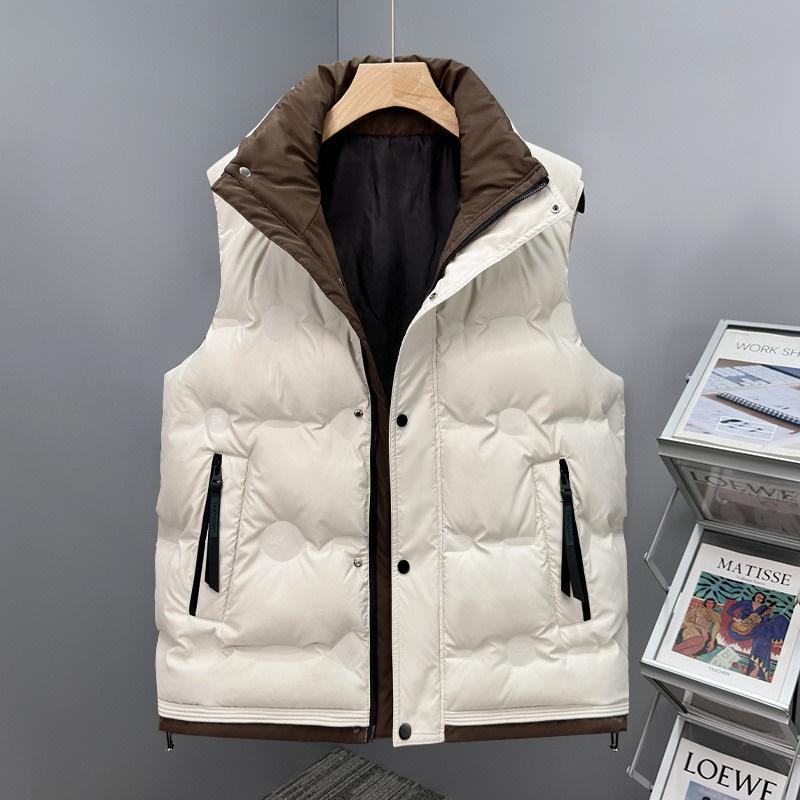 Men's Stand Collar Vest Solid Color Sleeveless Jacket Autumn Winter Casual Waistcoat Bodywarmer Plus Size Outdoor Wear