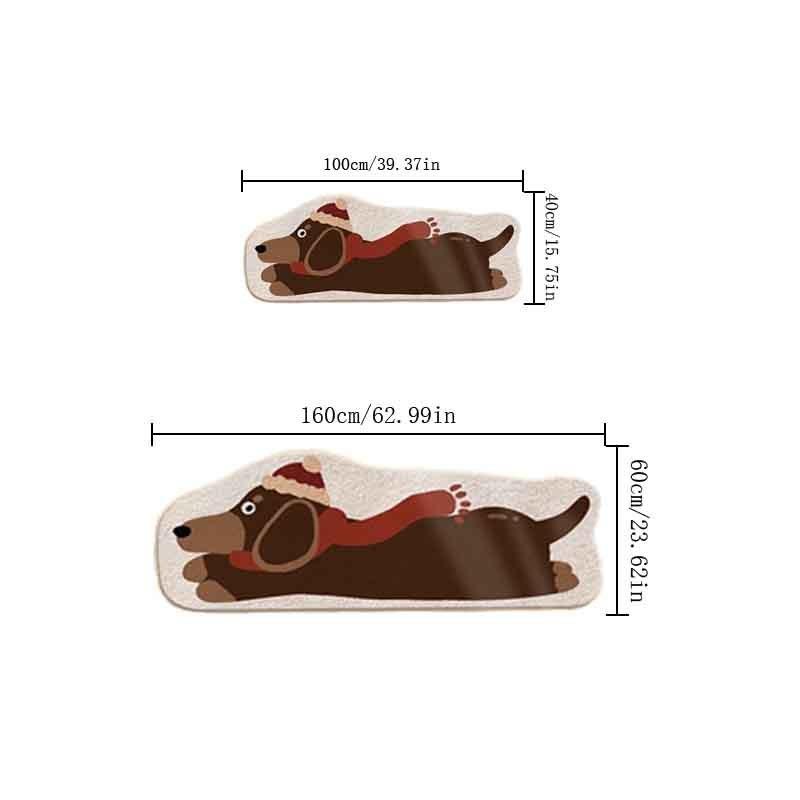 VIKAMA Cartoon Dachshund Long Runner Rug Bedside Anti-Slip Mat for Bedroom Soft Balcony & Living Room Carpet Home Decor