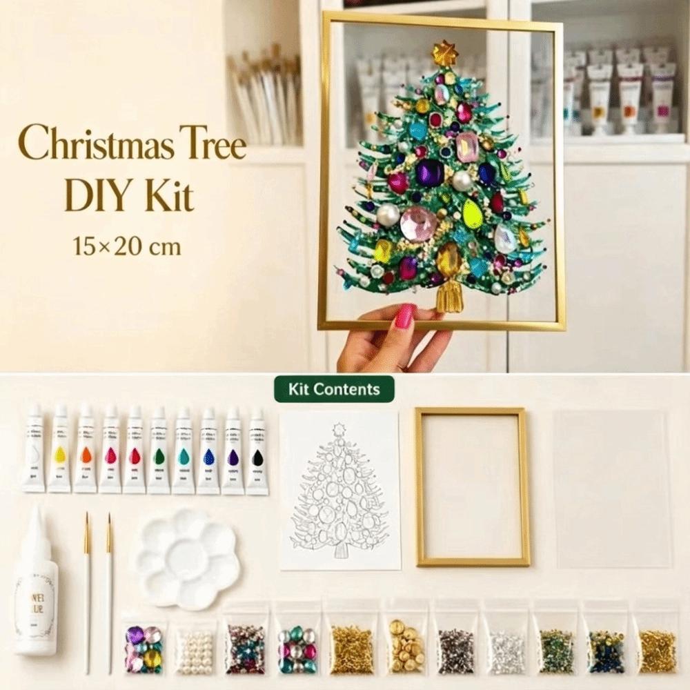 1 Set Gem Art Weihnachtsbaum Kunst-Kit DIY Feiertagsbastelset Baumdekoration Set Weihnachtsbasteln