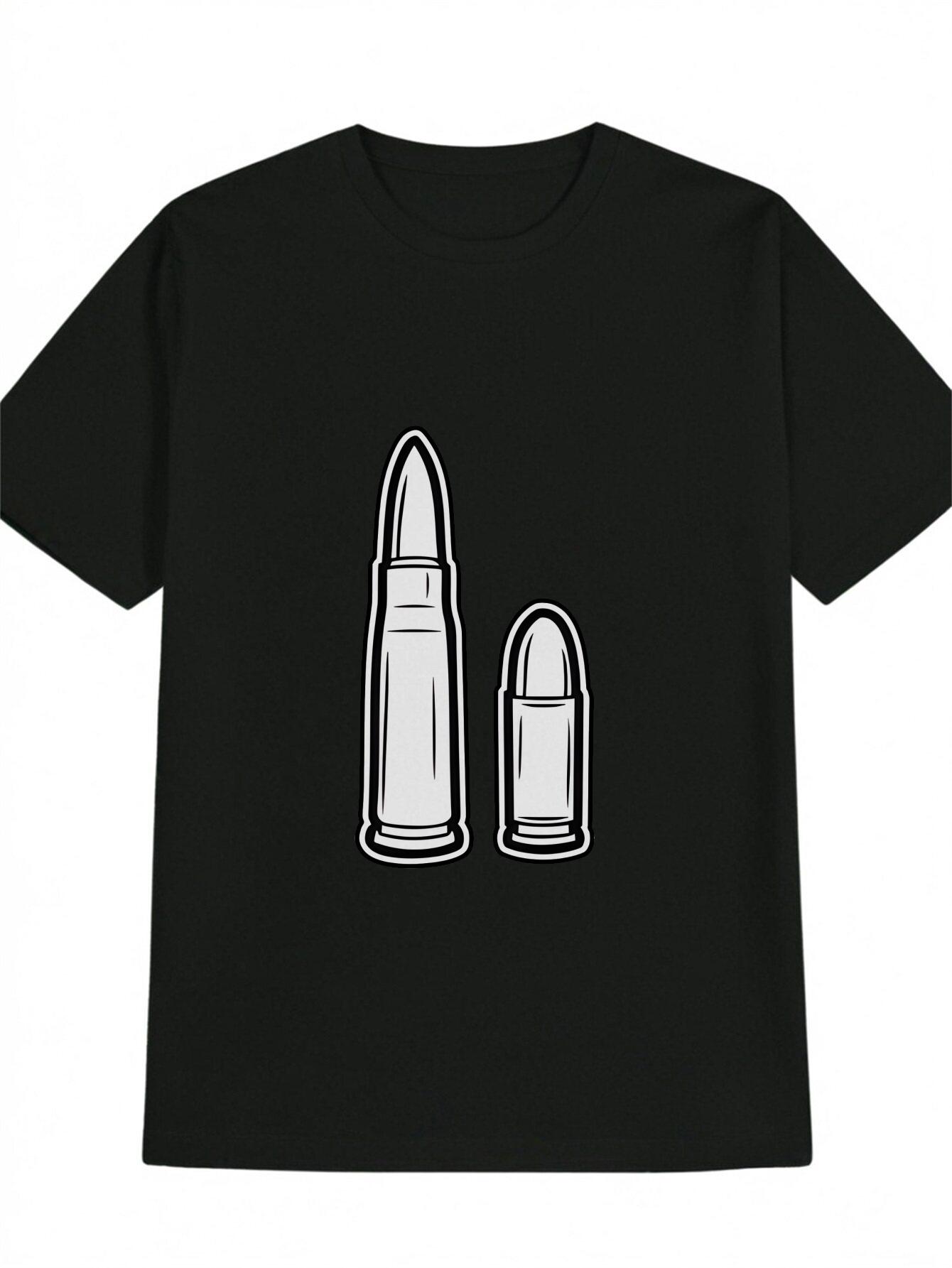 Casual Graphic T-shirt with Bullet Print Design - 100% Polyester XXXL