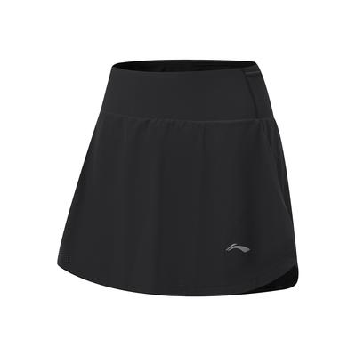 Li Ning Running Series Wuxi Marathon Fashion Solid Color Simple Versatile Elastic Comfortable Anti-Exposure Sports Skirt Women Skirts Black ASKW426-1