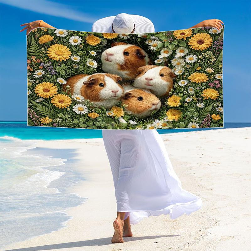 Guinea Pigs Print Beach Towel, Large Soft Quick Dry Towel for Beach Camping Swimming