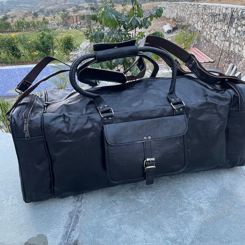 Genuine Leather Duffel Bag, Handmade Personalized Large Travel Bag,  Duffle Bags, Men Weekender Leather Bags Gifts