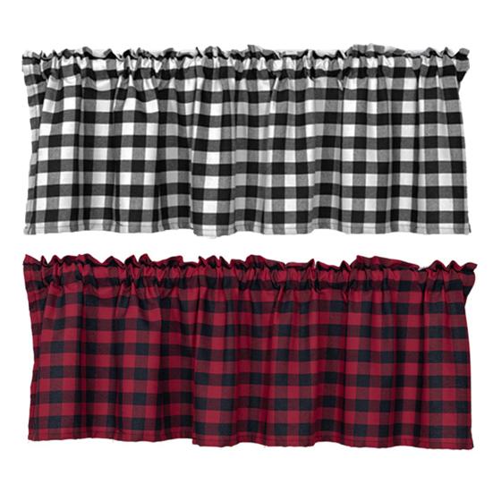 Useful Pocket Curtain Non-fading Plaid Thick Decorative Rod Pocket Valance for Living Room