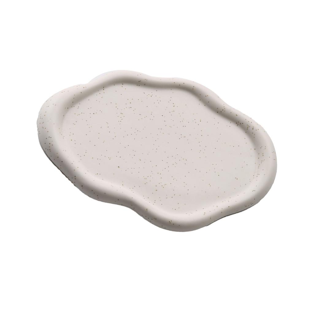 Jewelry Plate Ceramic Glossy Appearance Simple Modern Stylish Storage Tray for Home Gift White Oval