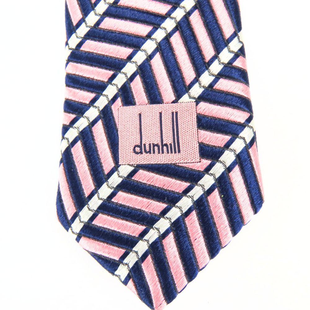 Used Dunhill tie silk pink Navy business