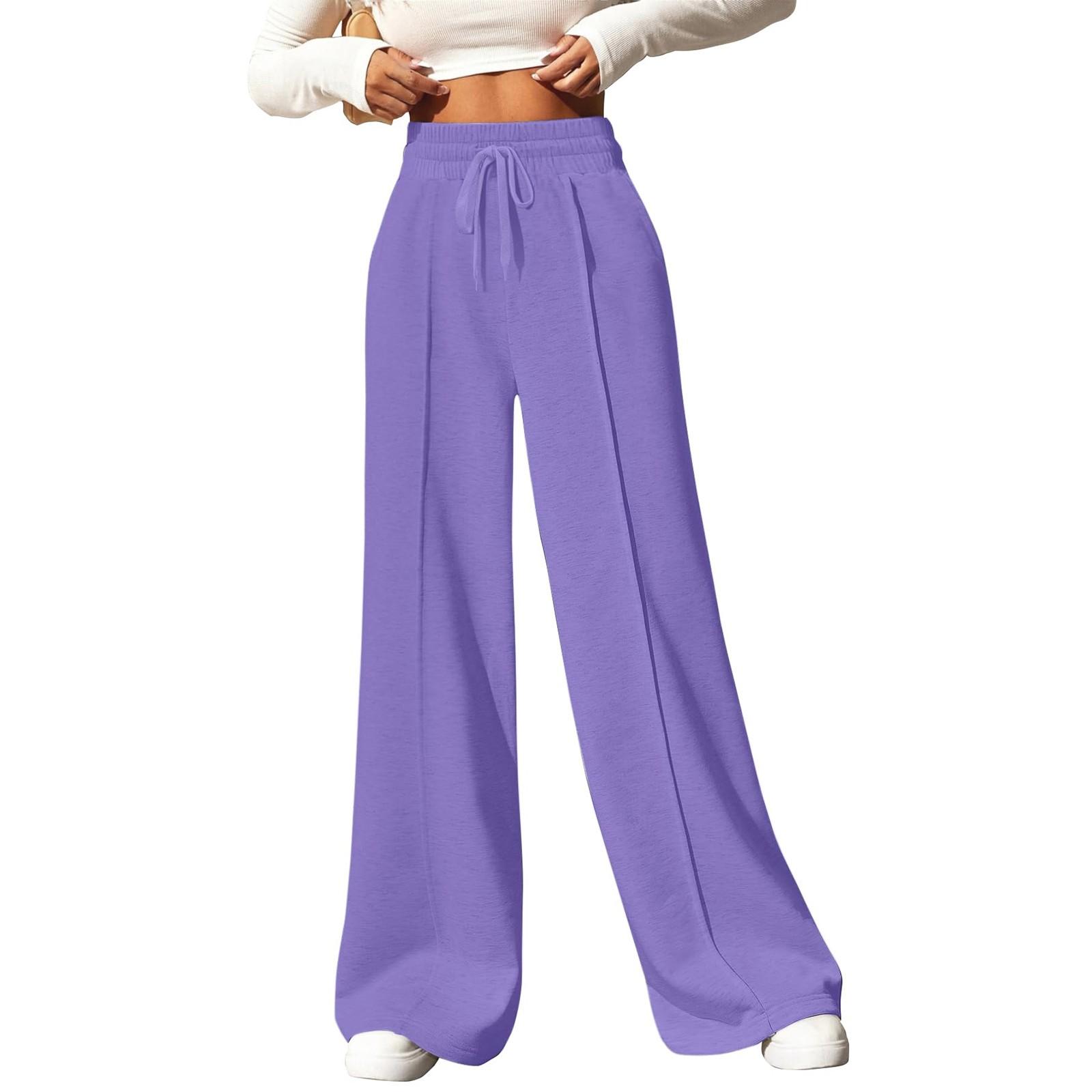 

Женские зимние спортивные штаны, однотонные повседневные брюки, женские флисовые спортивные штаны, широкие прямые брюки S фиолетовый