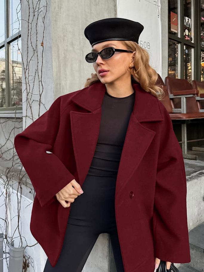 High-end Women's Autumn/Winter Woolen Coat with Versatile Waist Tie and Suit Collar