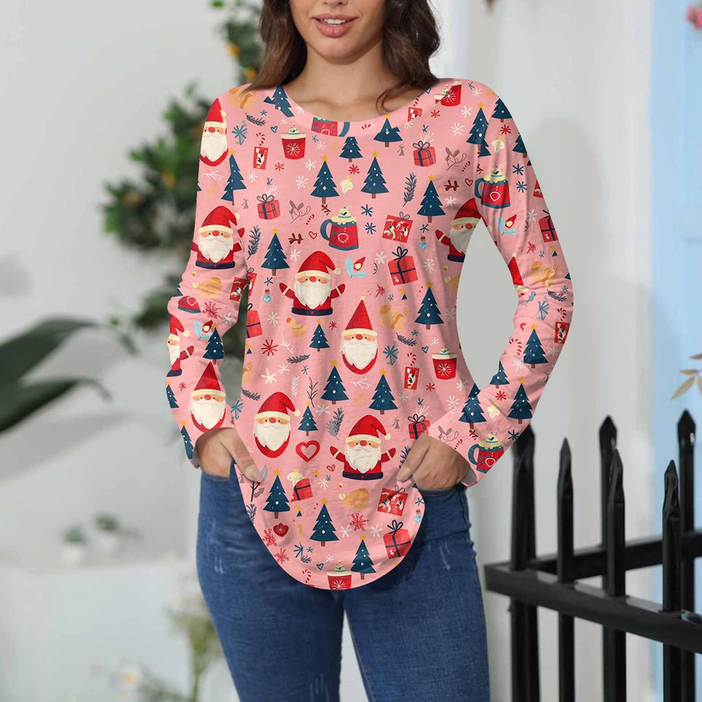 Tee Shirts For Women Fall Casual Long Sleeve Shirts Sweatshirt Vintage Graphic Printing Top Pullover Valentine's Day