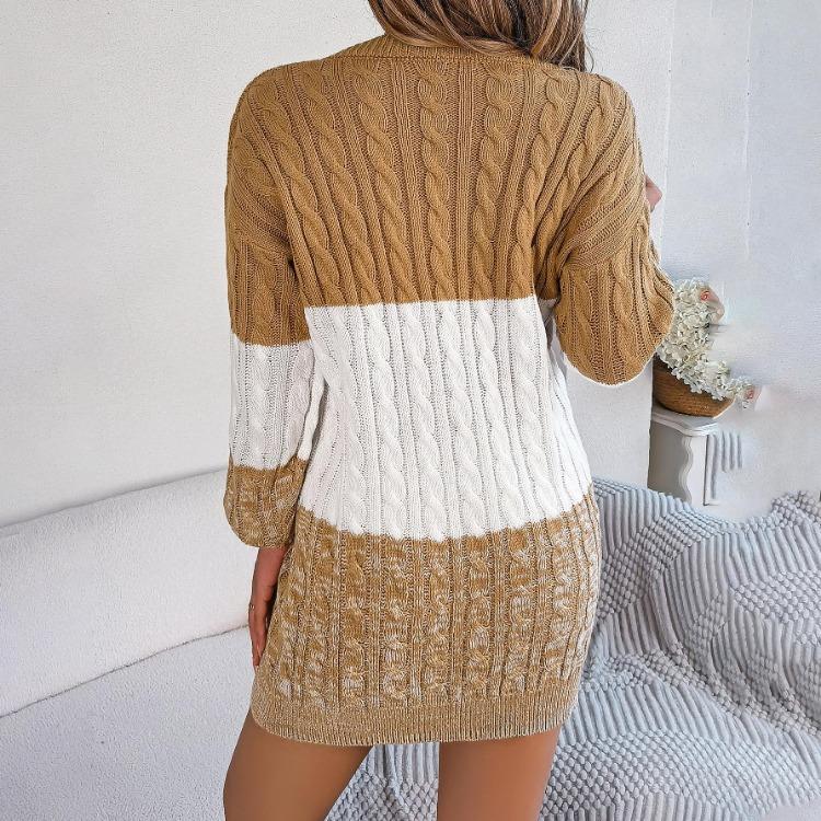 Loose Knit Dress Women's Straight Fall Winter Wide Dresses Wind Pit Strip Lazy Style Long Sleeve O Neck