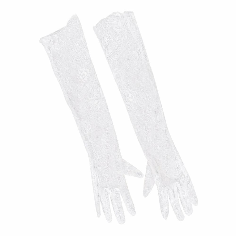 Romantic Solid Color Lace Gloves Transparent Mesh Long Gloves Long Thin Bridal Gown Accessories Prom Dress
