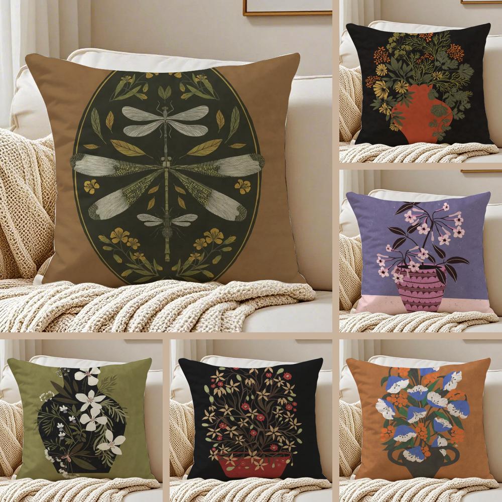 Vintage vase print Cushion Cover Pillowcase Antidustmite living Room Sofa Decor Cushion Room