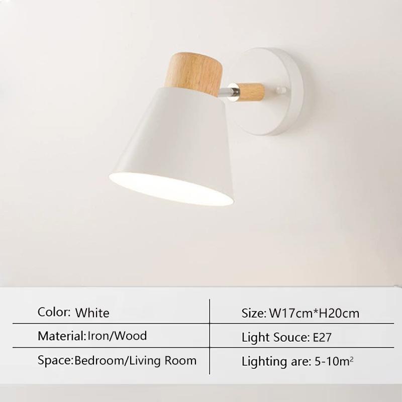 Nordic LED Wall Sconce Minimalist Iron with Switch E27 Wall Lamp For Bedroom Bedside Study Office Indoor Illumination Fixtures