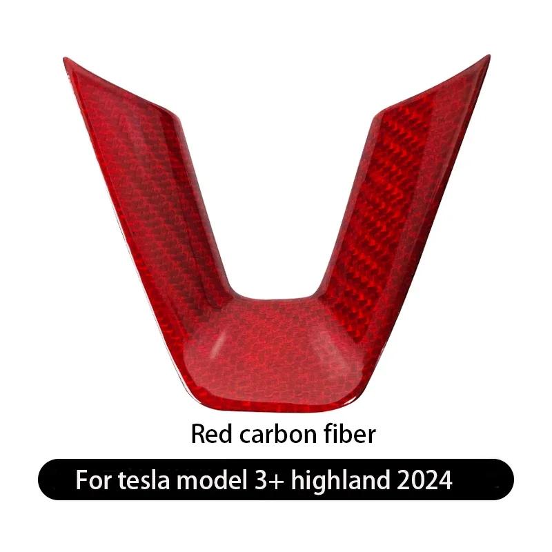 Real Carbon Fiber Steering Wheel Patch for Tesla Model 3+ Steering Wheel U-shaped Protective Cover 2026 New Model 3 Highland