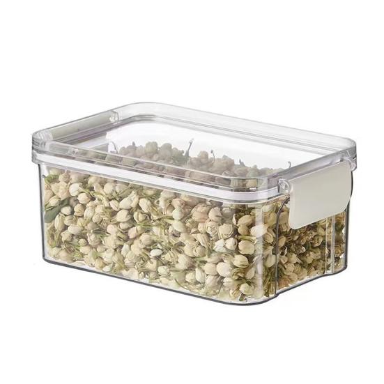 Sealed Storage Box Transparent Multi-Compartment Food Container Stackable Airtight Canister for Kitchen Cabinet Pantry Loose Tea Leaves Herbs Spices