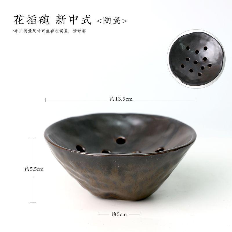 

Cute Ceramic Flower Bowl Pot with Hole Zen spirit Flower Arranging Vessel Fixed Flower Arrangement Ornament Decoration Medium жёлтый
