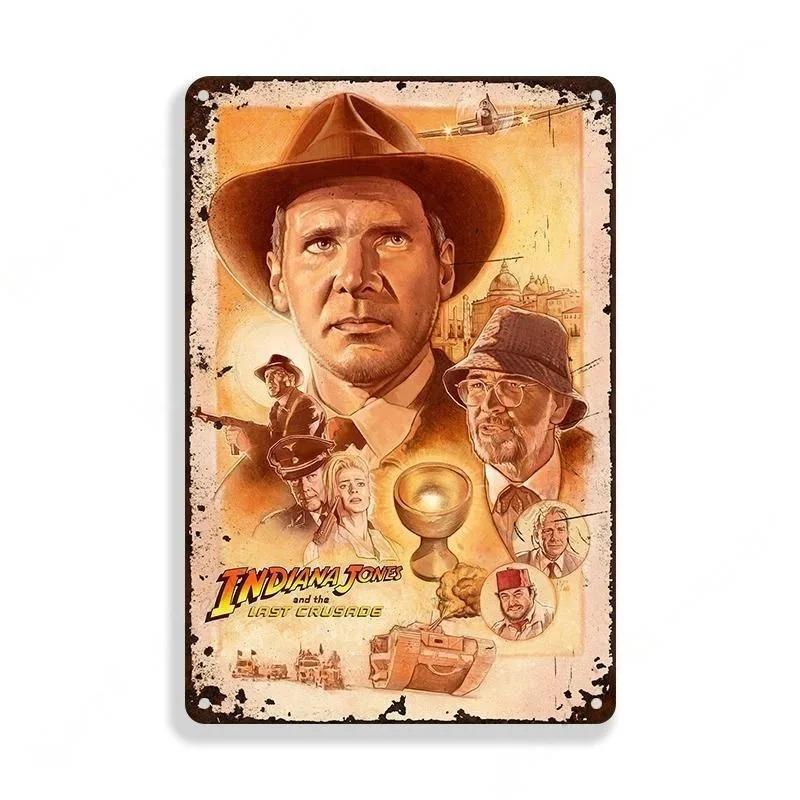 Classic Movie Tinplate Poster Indiana Jones Metal Sign Retro Industrial Wall Decor Plaque Bar Garage Home Tin Sign Art Plates