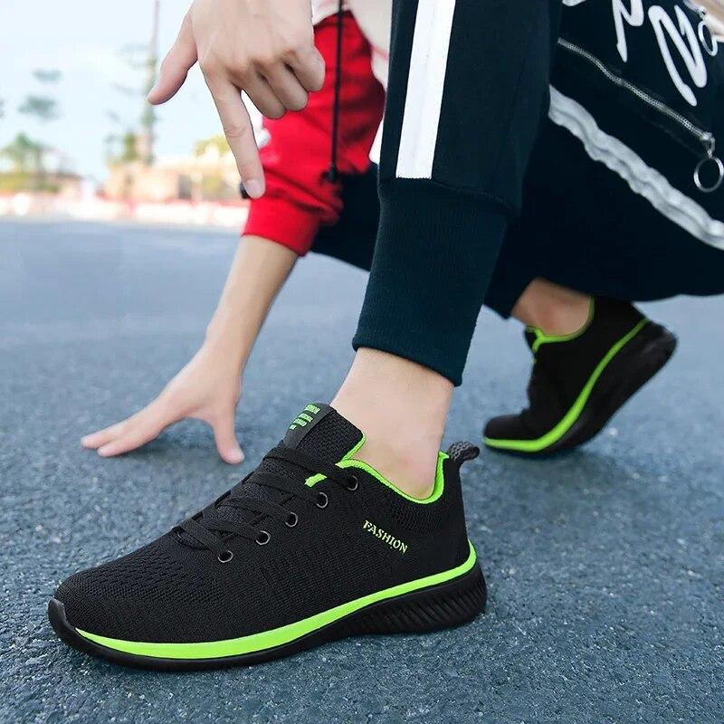 Fashion Men Sneakers Mesh Casual Shoes Lac-up Flats Lightweight Vulcanize Shoes Walking Sneakers Man Running Gym Shoes