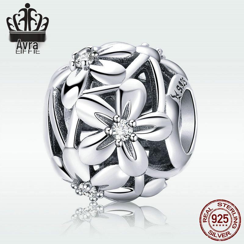 S925 Silver Flower-Shaped Oil Drop Bead Accessory SCC729