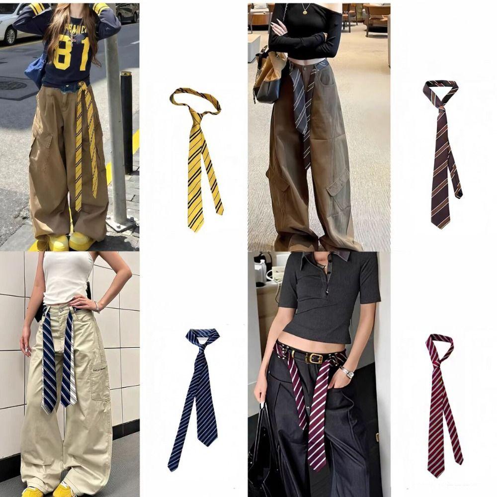 Casual Korean Striped Tie Stripe Y2K Shirt Tie Decoration Harajuku Style Printed Belt Accessories Women