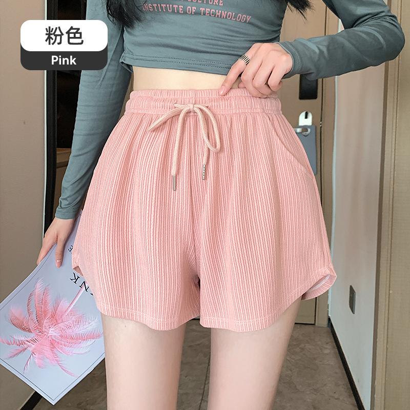 Loose Flesh-shielding Thin Casual Wide-leg Pants Women Thin Wear High-waisted Drawstring Sports Shorts