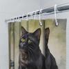 Cat Bath Curtain With Glass Jar Black Cat Decor Shower Curtain For Pet Lover'S Bathroom Decoration