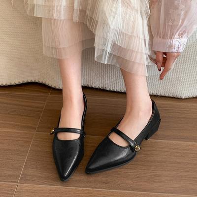 Mode Temperament Retro Spitzkopf Leichter Mund Dicker Absatz Einzelne Schuhe Damen 2025 Neu Frühling und Herbst Französische Mary Jane Kleine Lederschuhe