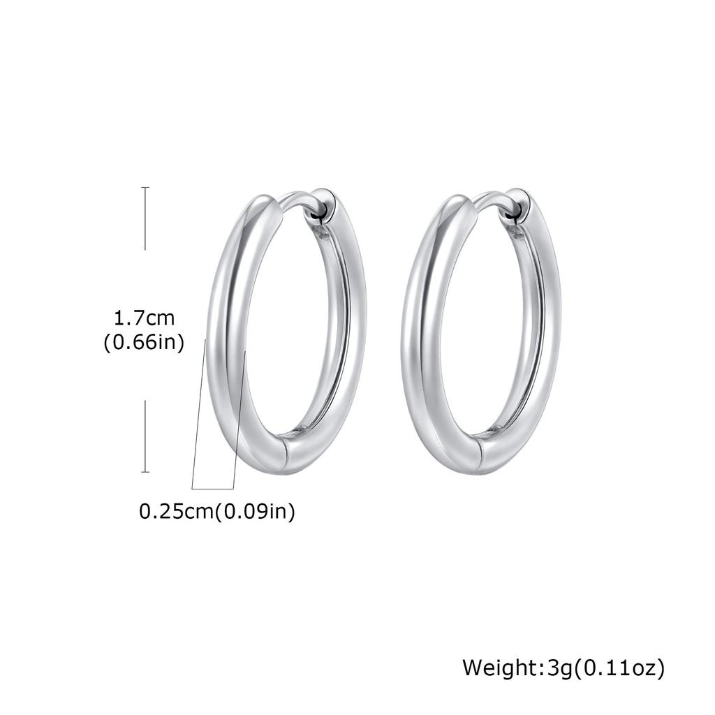Wind stainless steel geometric large plain ring earrings plated with 18k gold simple earrings women's multi-specification 2mm, 4mm