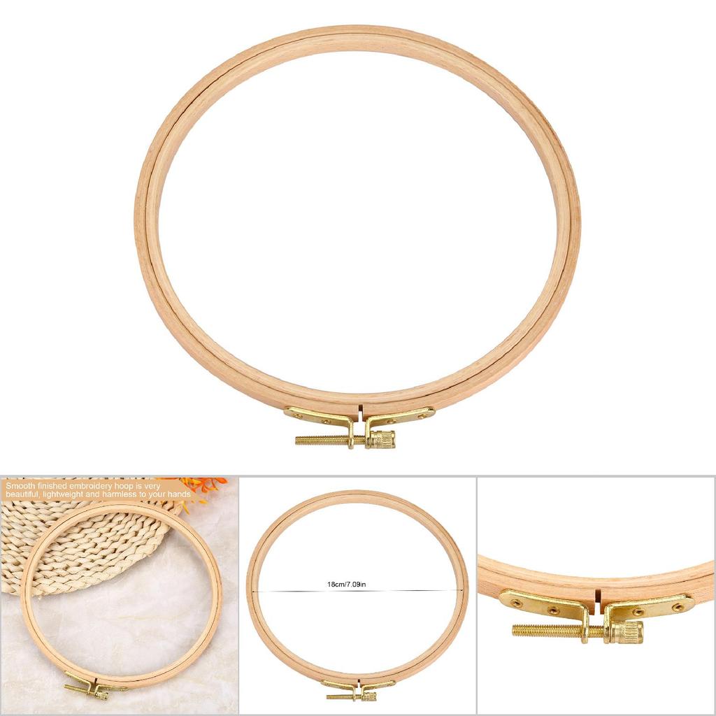 Hand Embroidery Hoop Wooden Circle Frame for Cross Stitch Embroider Needle Arts DIY Tool 18cm
