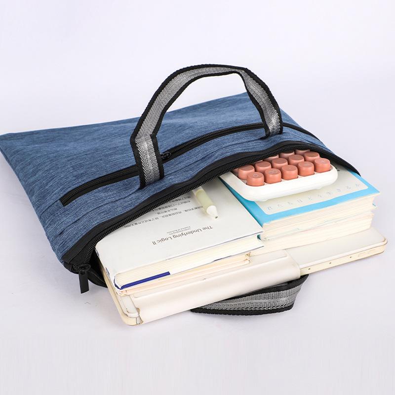 Dual Layer Oxford Business Briefcase: Lightweight, Durable Document Storage Bag with Double Zippers.
