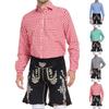 Beer Festival Costume Bavarian Men's Performance Outfit Checkered Shirt Floral Printed Shorts Set