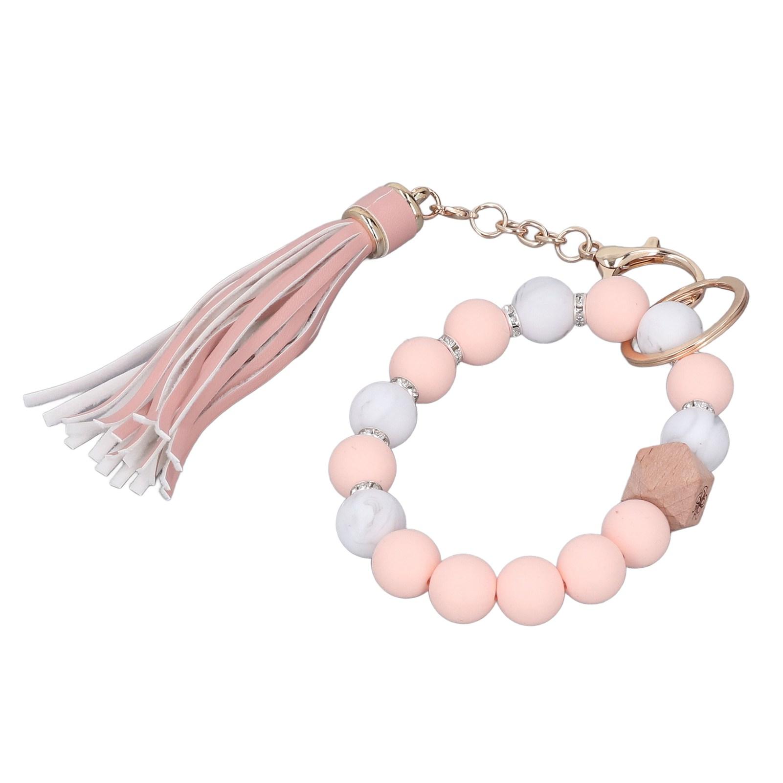 

Брелок-браслет Силиконовые бусины Металлический брелок с кисточками Стиль Яркие цвета Браслет из бисера для дома 003