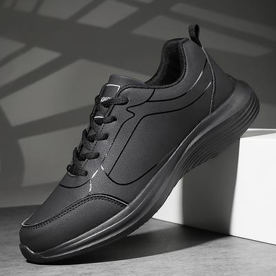 Men Shoes Autumn New PU Leather Casual Shoes Outdoor Sports Sneakers For Men Lightweight Soft Black Tennis Shoes