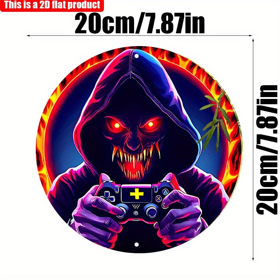 

2D Flat 20*20см1шт Цветные изображения демонов и игровые элементы Круглый орнамент, красные глаза и огненное кольцо, дизайн настенного украшения, идеальный выбор для клубной вечеринки 20*20cm