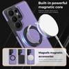 For Samsung Galaxy S26 Ultra Magnetic Case with Ring Kickstand PU Leather Back Cover