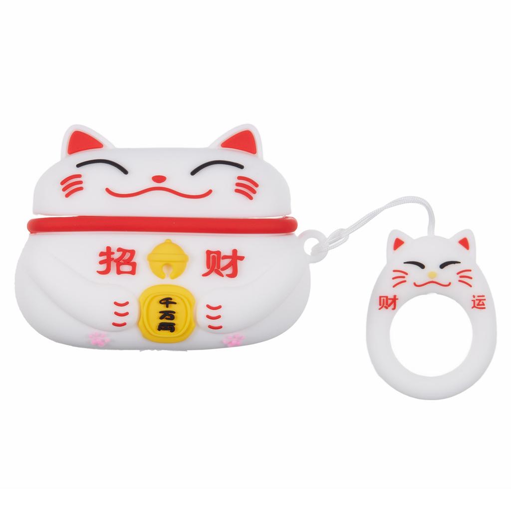 Silicone Cover for Apple AirPods Pro Bluetooth-compatible Earphones Lucky Cat Protective Case with Loop Strap