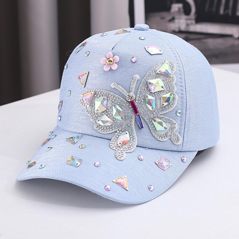 Colorful Rhinestone Butterfly Baseball Cap, Trendy Baseball Cap Sun Hats For Women