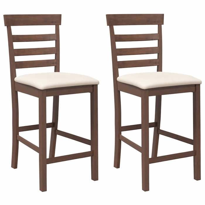 VidaXL Tabourets de bar avec coussins 2 pcs marron bois massif d'hévéa, chaise, chaise de bar de cuisine, chaise de 4102537