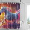 Close-up of a Colorful Horse Shower Curtain Washable Dirt-Resistant Shower Head Waterproof Polyester Bath Curtain For Home Decor