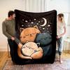 Soft Cozy Good Night Cat Cartoon Flannel Blanket Throw for Nap Sofa Bed Couch All Seasons Home Decor Gift