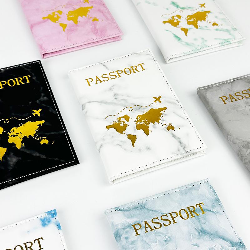 Customizable Marble Gold Foil Passport Holder with Multi-color Options